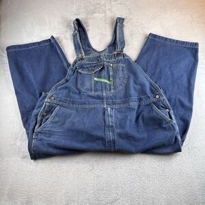 Vtg Key Imperial Denim Bib Overalls Mens 56x30 52x23 Blue Button Fly Carpenter